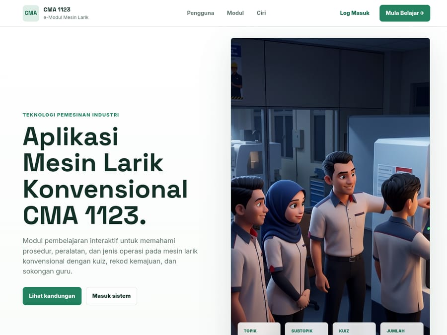Aplikasi Mesin Larik — screenshot